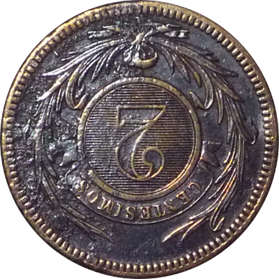 URUGUAY - 1869 - 2 Centésimos - Obverse