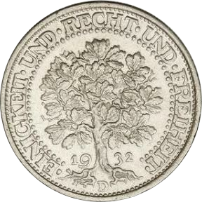 GERMANY - 1932 - 5 Marks - Obverse