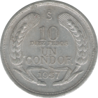 CHILE - 1957 - 10 Pesos - Reverse