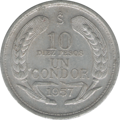 CHILE - 1957 - 10 Pesos - Obverse