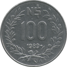 URUGUAY - 1989 - 100 Nuevos Pesos - Reverse