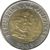 PHILIPPINES - 2003 - 10 Pesos - Obverse