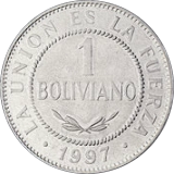 BOLIVIA, PLURINATIONAL STATE OF - 1997 - 1 Boliviano - Obverse