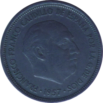 SPAIN - 1957 - 5 Pesetas - Obverse