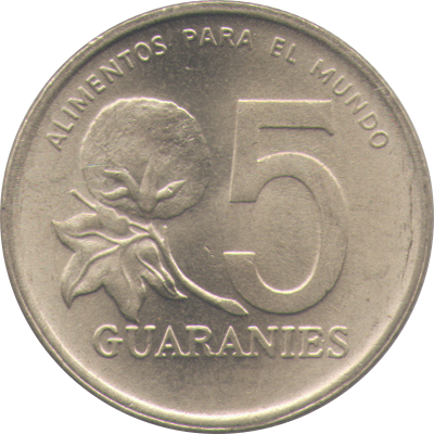 PARAGUAY - 1992 - 5 Guaranies - Obverse