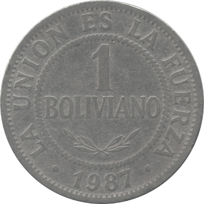 BOLIVIA, PLURINATIONAL STATE OF - 1987 - 1 Boliviano - Obverse