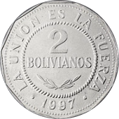 BOLIVIA, PLURINATIONAL STATE OF - 1997 - 2 Bolivianos - Obverse