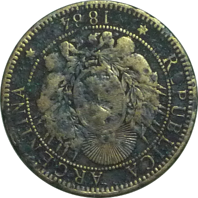 ARGENTINA - 1884 - 2 Centavos - Obverse