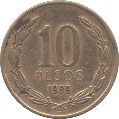 CHILE - 1989 - 10 Pesos - Obverse