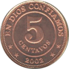 NICARAGUA - 2002 - 5 Centavos - Obverse
