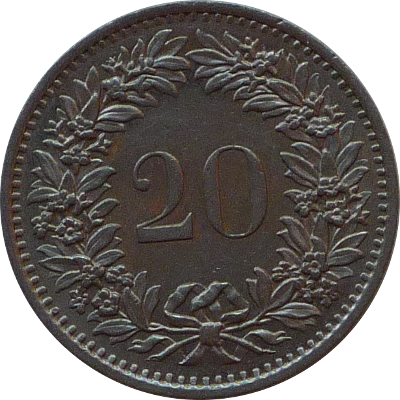 SWITZERLAND - 1976 - 20 Rappen - Obverse