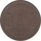 CHILE - 1948 - 1 Peso - Reverse