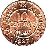 BOLIVIA, PLURINATIONAL STATE OF - 1997 - 10 Centavos - Obverse