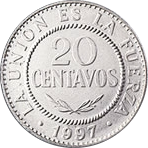BOLIVIA, PLURINATIONAL STATE OF - 1997 - 20 Centavos - Obverse