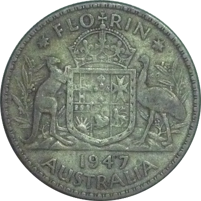 AUSTRALIA - 1947 - 1 Florin - Obverse