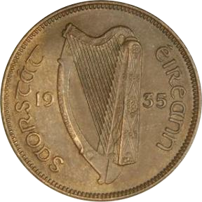 IRELAND - 1935 - ½ Penny - Obverse