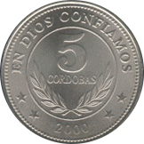 NICARAGUA - 2000 - 5 Córdobas - Obverse