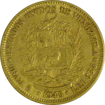 VENEZUELA, BOLIVARIAN REPUBLIC OF - 1945 - 1 Bolívar - Obverse