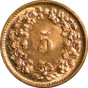 SWITZERLAND - 1970 - 5 Rappen - Obverse